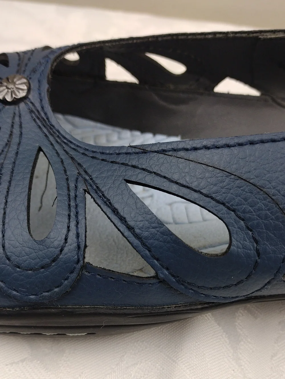 JBU by Jambu Juniper Blue Vegan Leather Floral Laser Cut All Terrain Flat Shoe